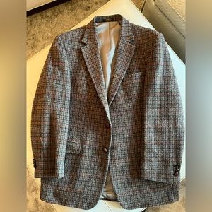 Men’s Harris Tweed Brown Wool Plaid Sport Coat in Excellent Condition, 46L.